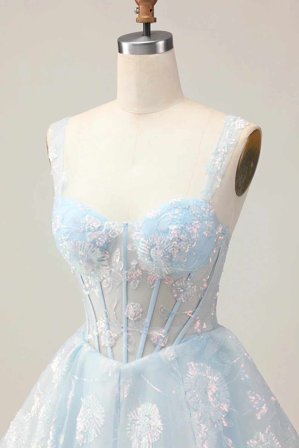 Corset trapèze blanc Robe De Cocktail fleurie de retour aux sources avec paillettes - Image 20