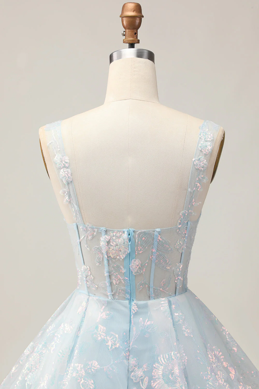 Corset trapèze blanc Robe De Cocktail fleurie de retour aux sources avec paillettes - Image 21