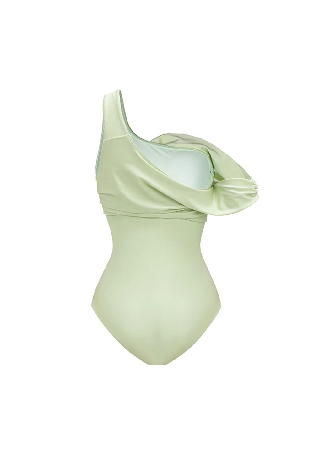 Corset vert à une épaule avec maillot de bain froncé et couverture - Image 3