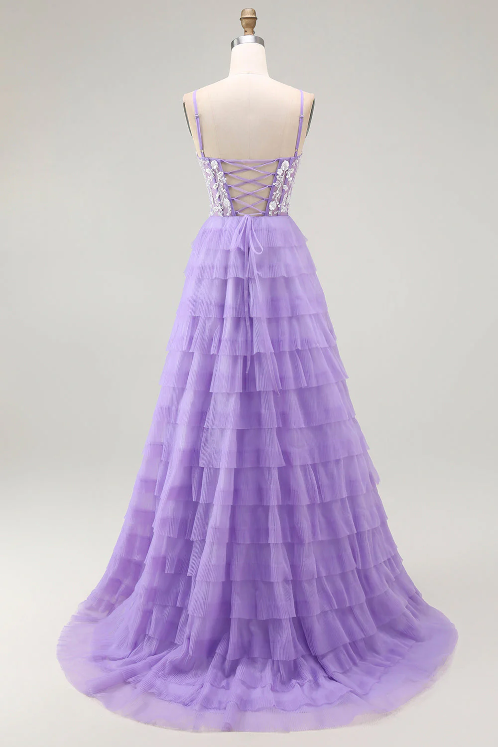 Corset violet Une ligne à plusieurs niveaux Robe de bal longue - Image 2