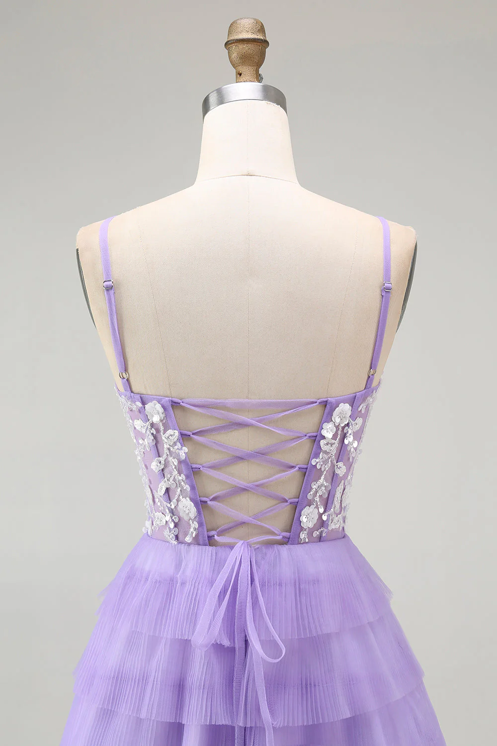 Corset violet Une ligne à plusieurs niveaux Robe de bal longue - Image 5