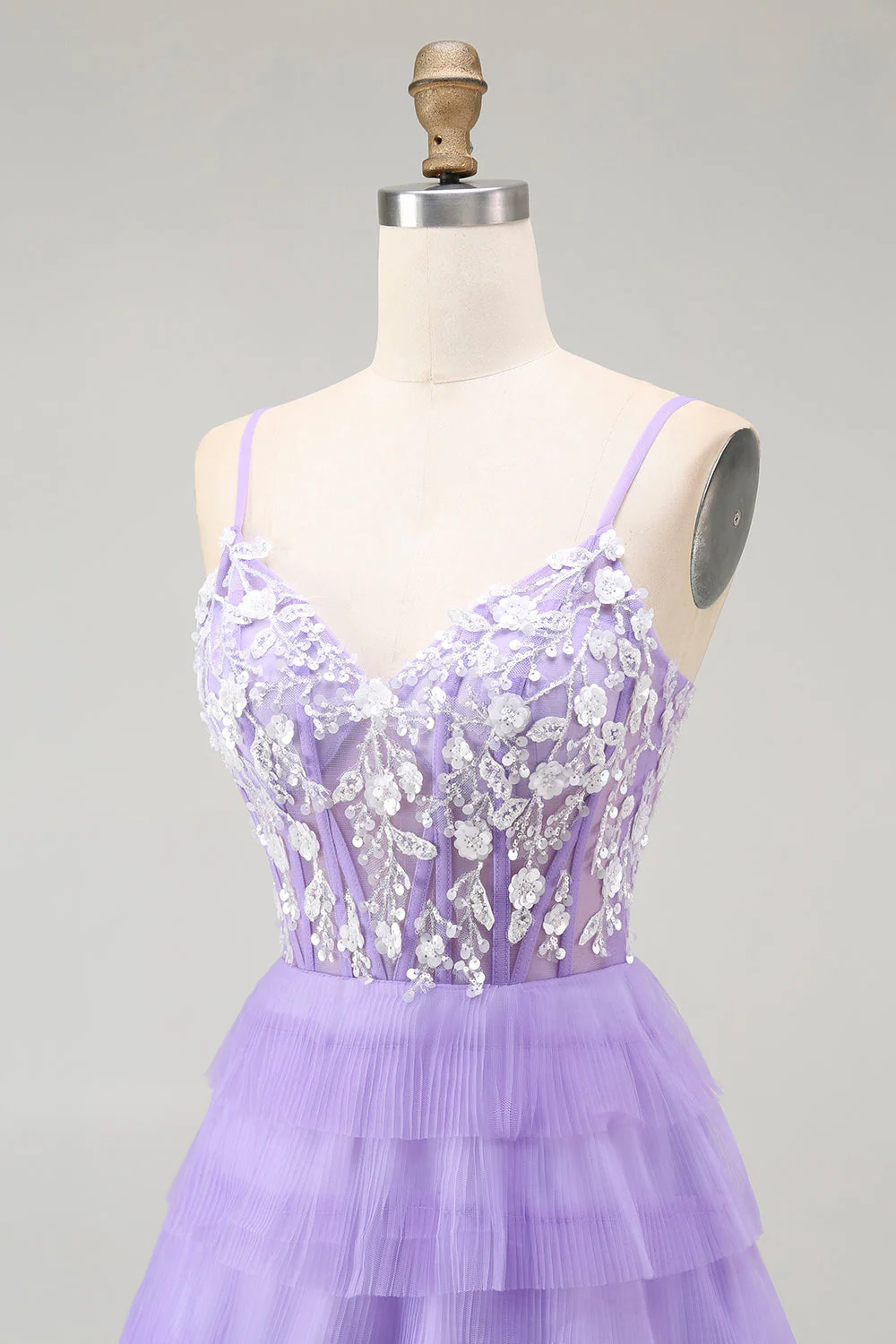 Corset violet Une ligne à plusieurs niveaux Robe de bal longue - Image 6
