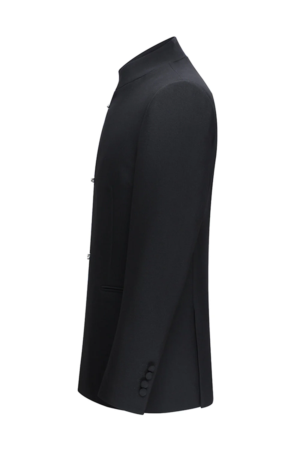 Costume 2 pièces col mao homme noir slim fit - Image 4