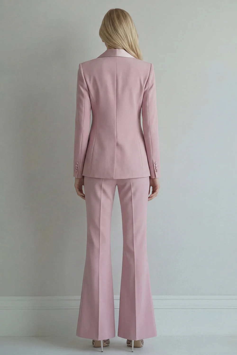 Costume de bal bleu double boutonnage à double boutonnage et jambe large à revers pointu - Image 6