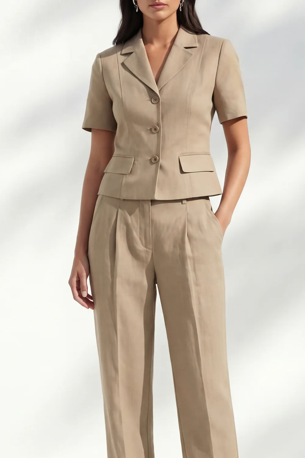 Costume féminin long à coupe à revers à poigne simple à poignée simple - Image 3