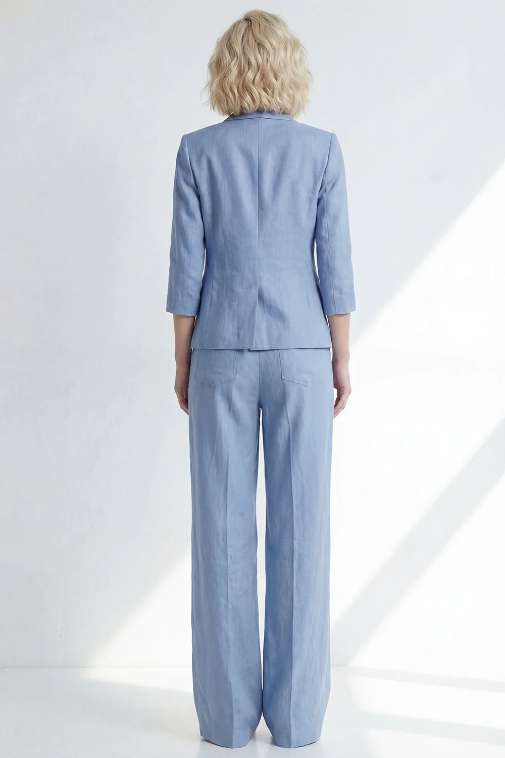 Costume long pour femmes à coupe moulante bleu poussiéreux bleu - Image 2