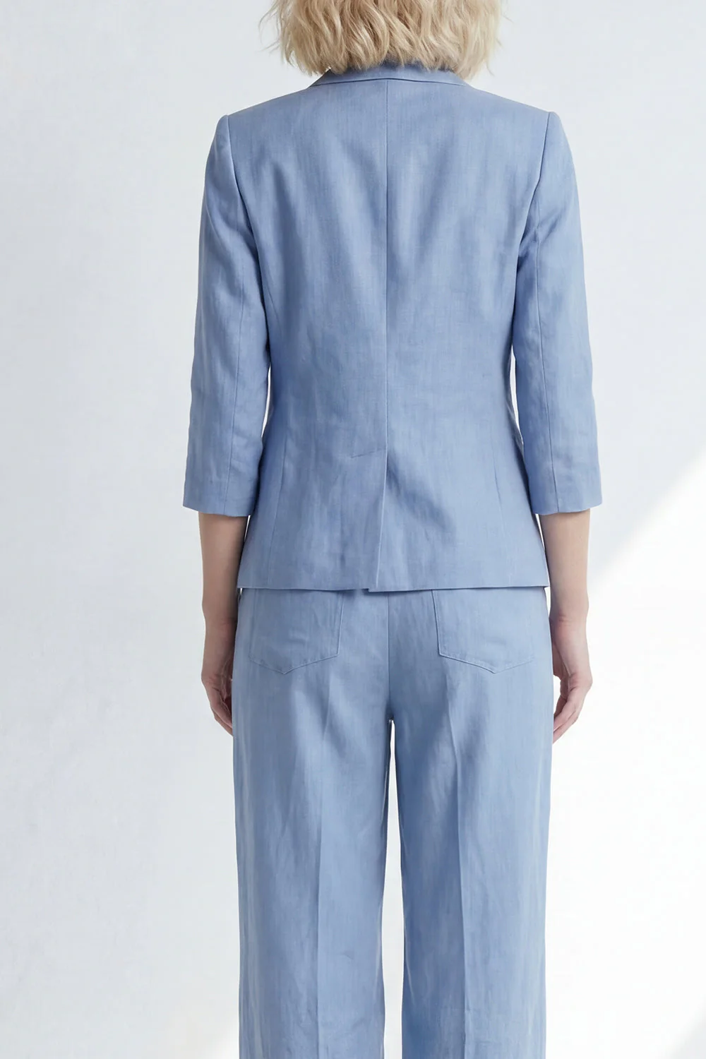 Costume long pour femmes à coupe moulante bleu poussiéreux bleu - Image 4