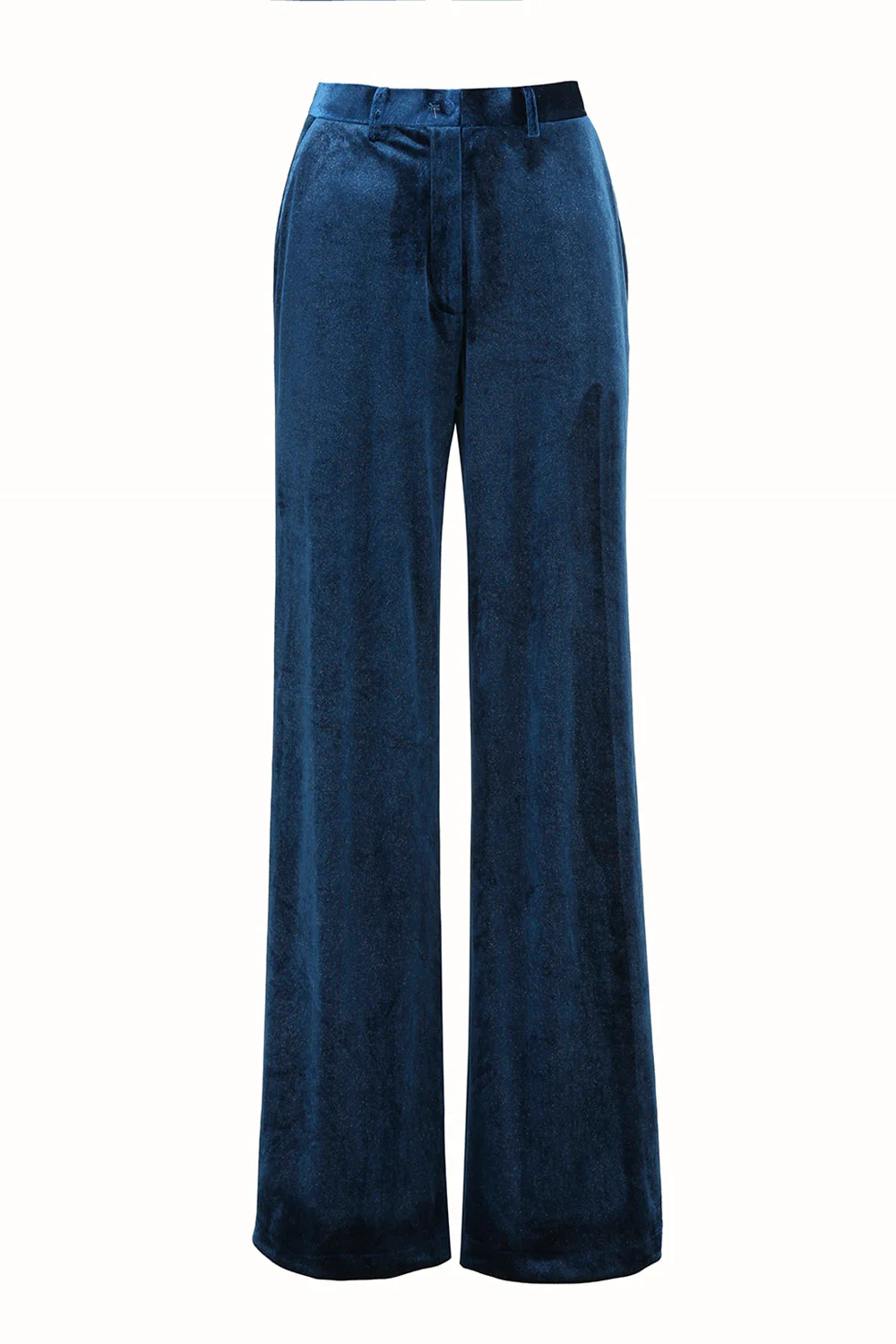 Costumes 2 pièces en velours bleu paon à revers crantés pour femmes - Image 7