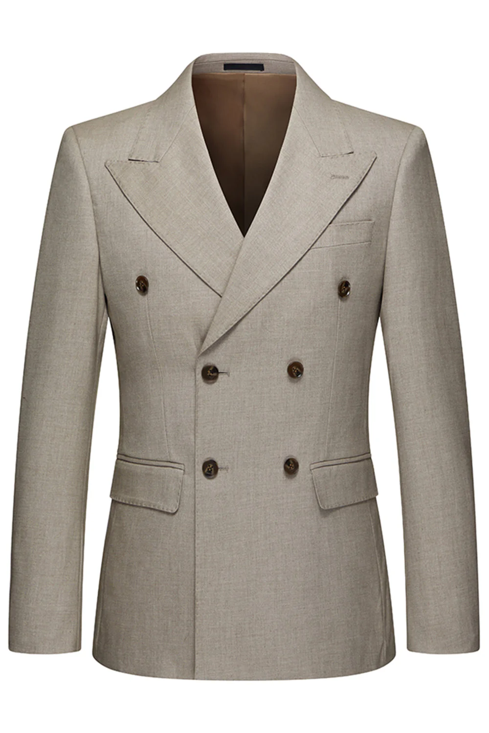Costumes 3 pièces en revers de Peak Dark Khaki Dark Peak pour hommes - Image 2