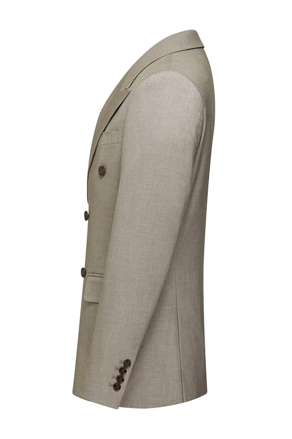 Costumes 3 pièces en revers de Peak Dark Khaki Dark Peak pour hommes - Image 4
