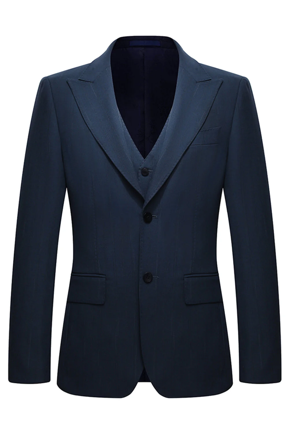 Costumes bleu marine 3 pièces à simple boutonnage slim fit Peak Lavers pour hommes - Image 2