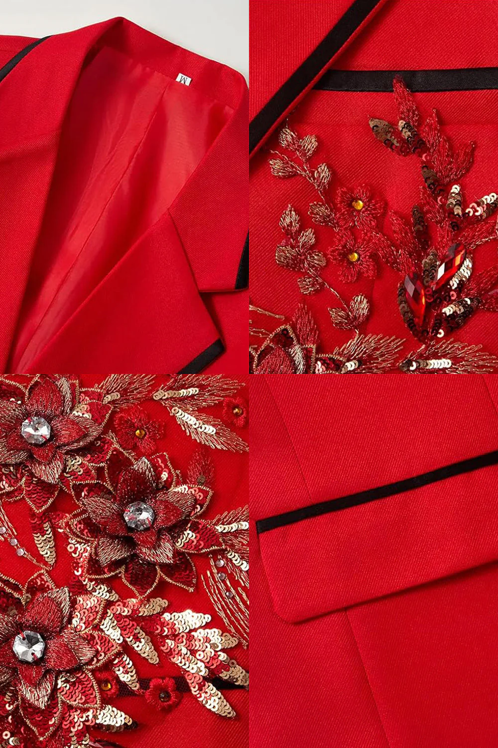 Costumes bleus de bal deux pièces à une encoche à bouton, avec des paillettes - Image 12