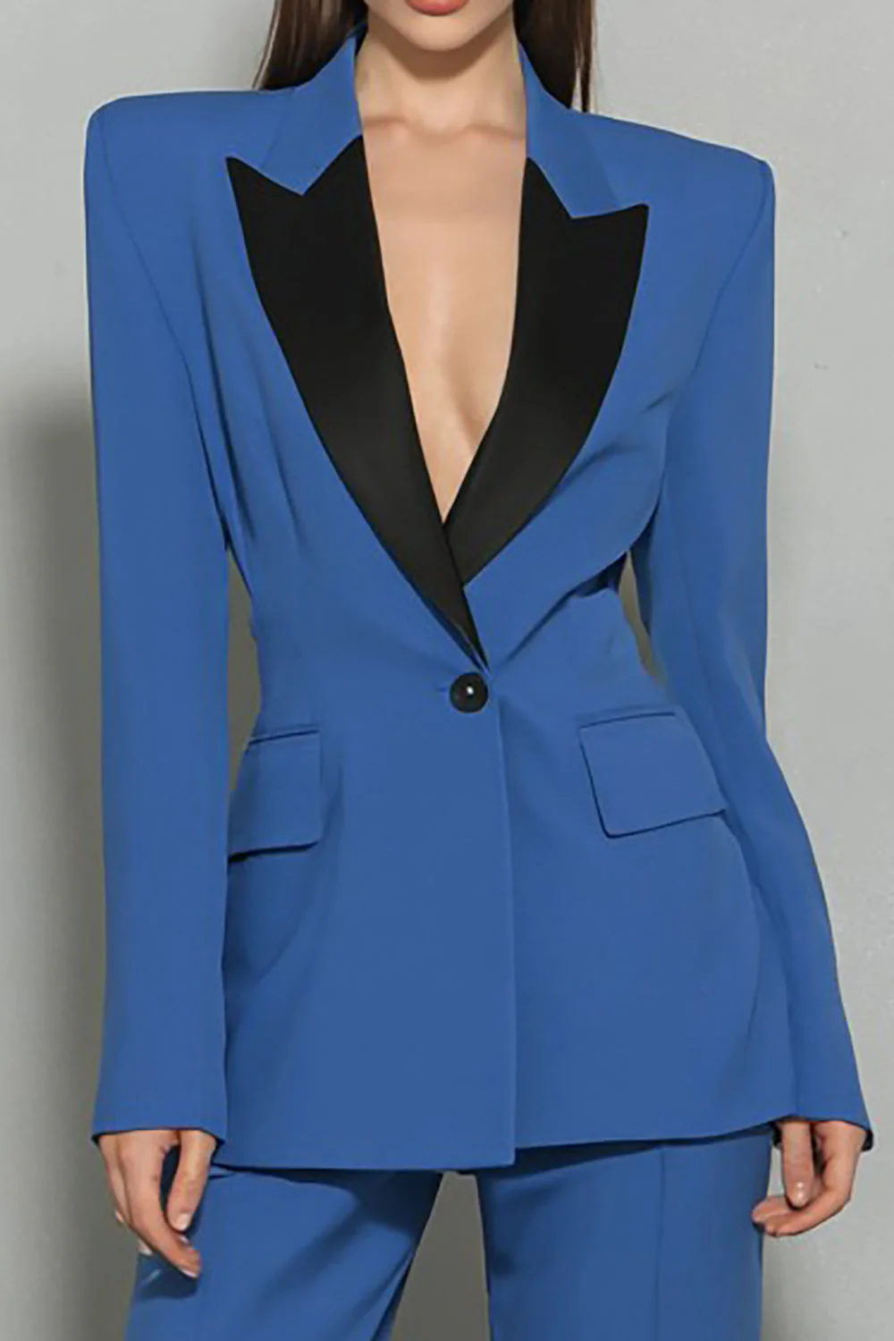 Costumes business décontractés féminins en revers Peak Deep Blue foncé - Image 2
