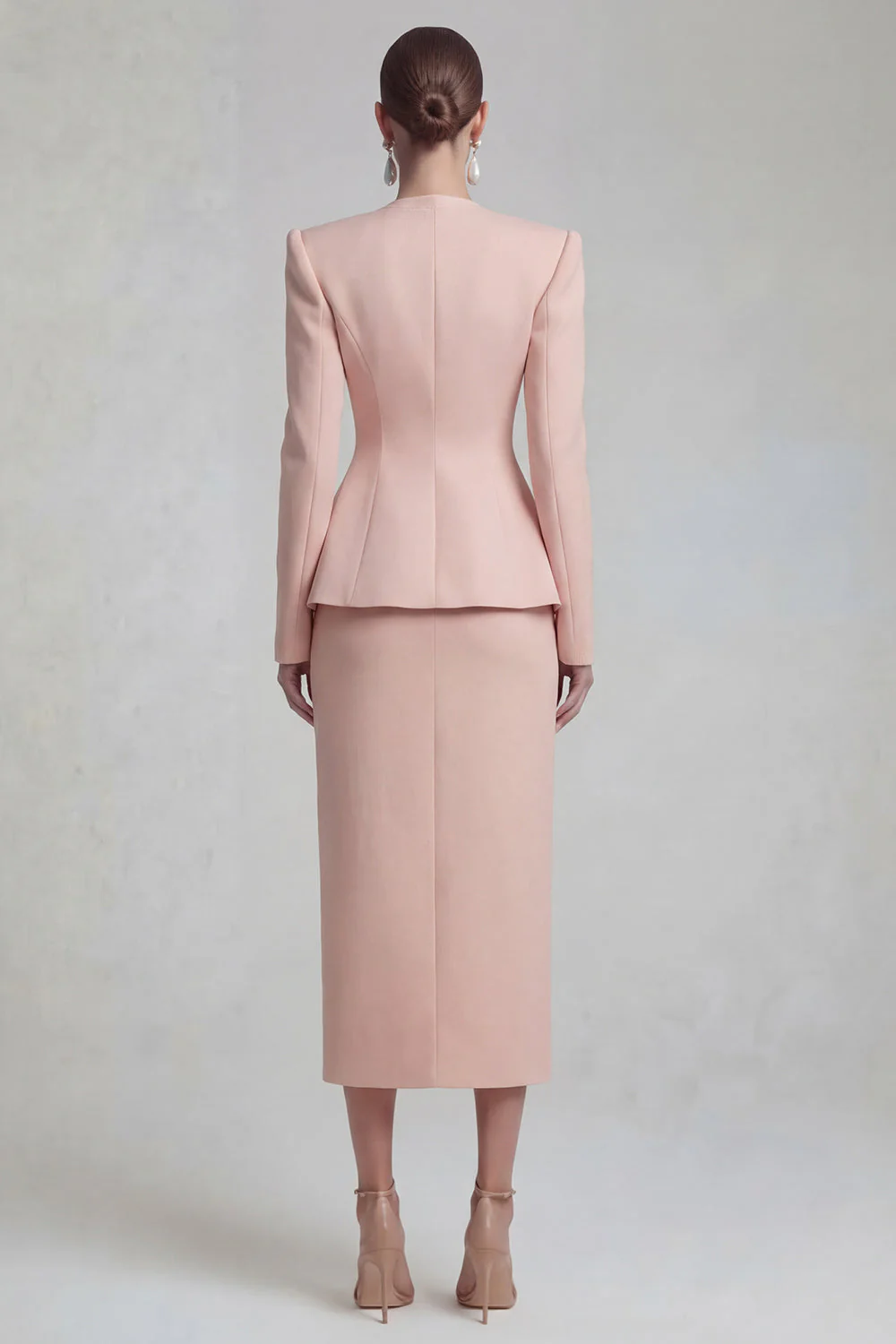 Costumes d’affaires verts 2 pièces à simple boutonnage à revers à jambes larges avec fente - Image 14