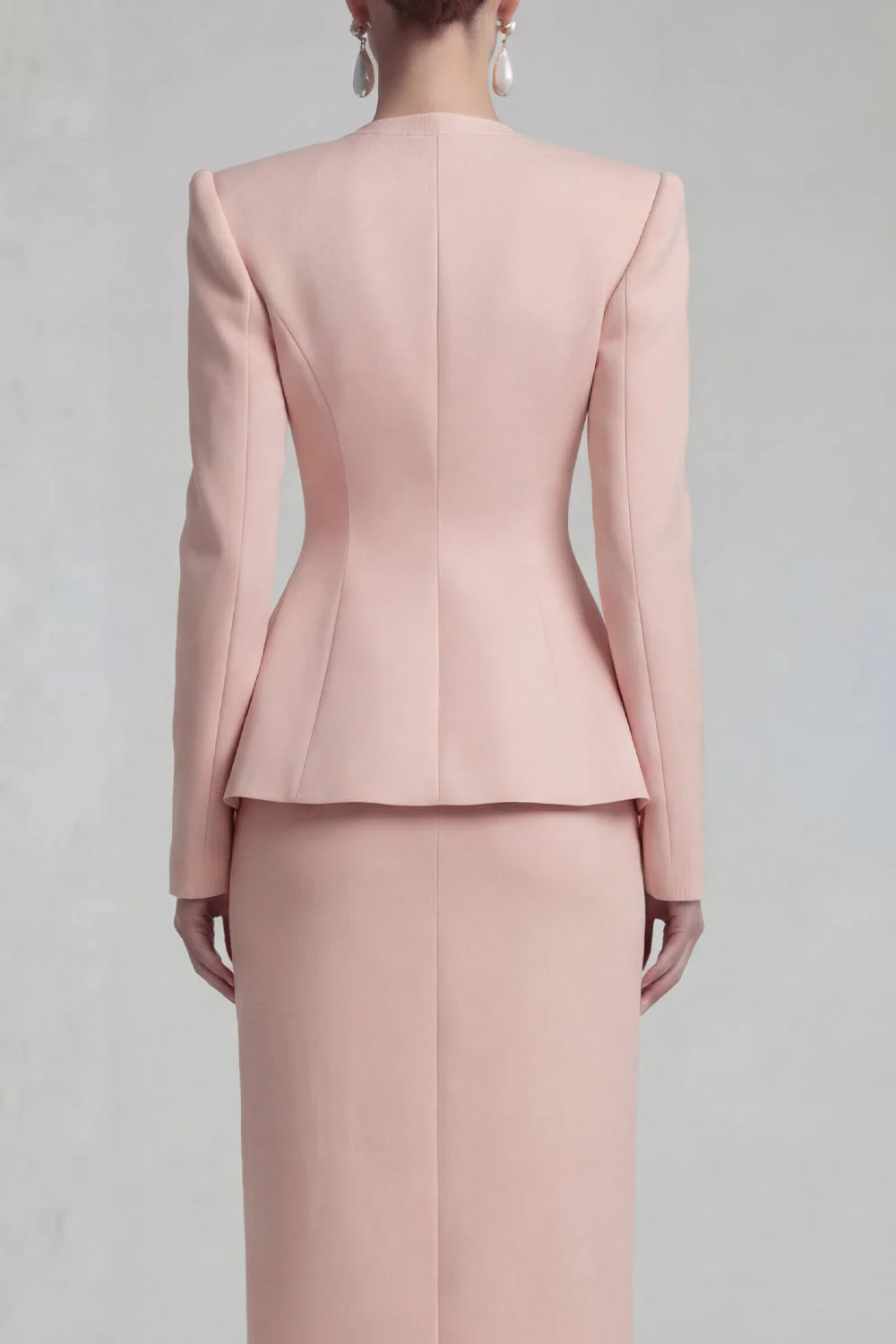 Costumes d’affaires verts 2 pièces à simple boutonnage à revers à jambes larges avec fente - Image 16
