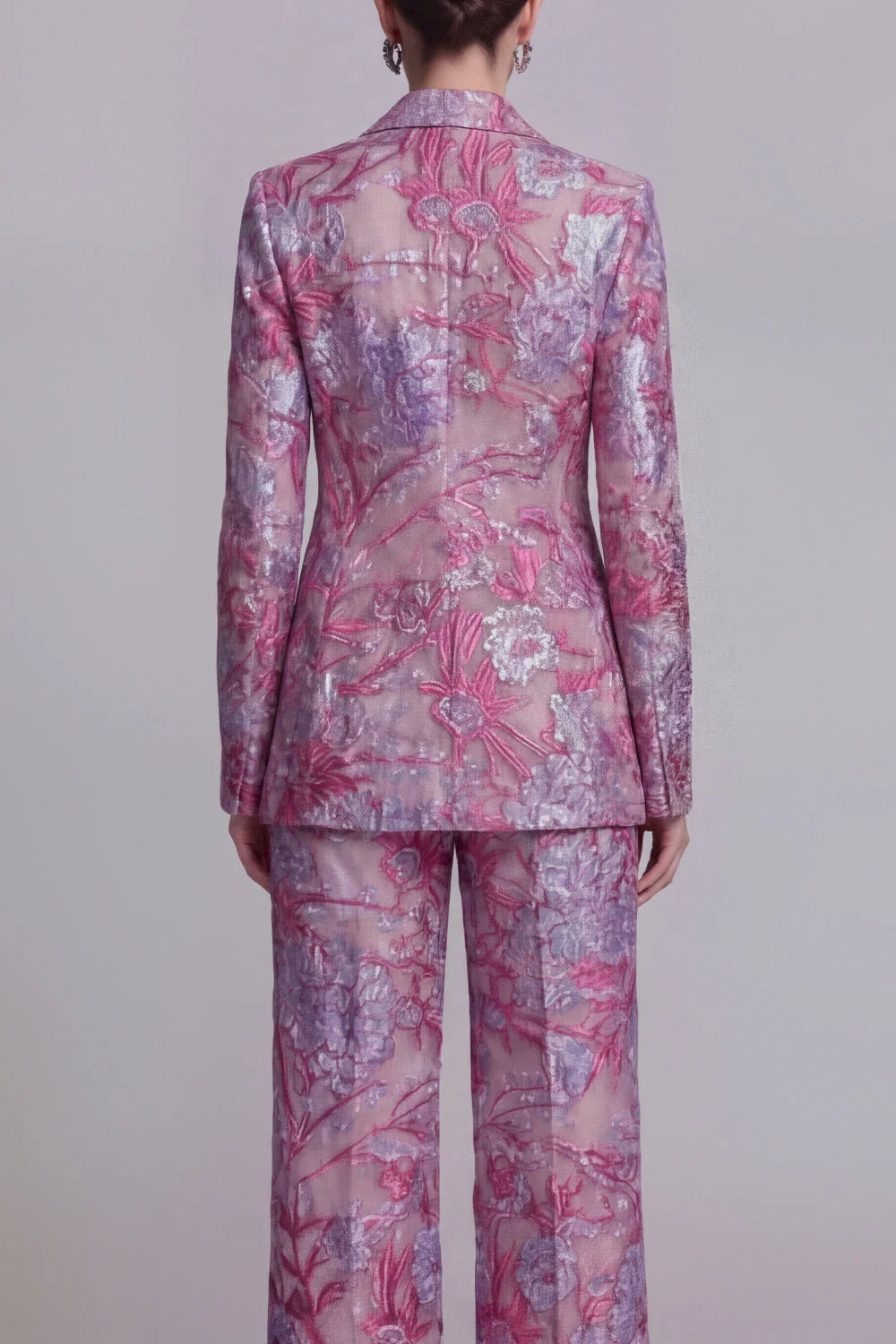 Costumes de bal de bal, en dentelle bleu foncé, fleurs, deux pièces, boutonnés simples et encochés - Image 8