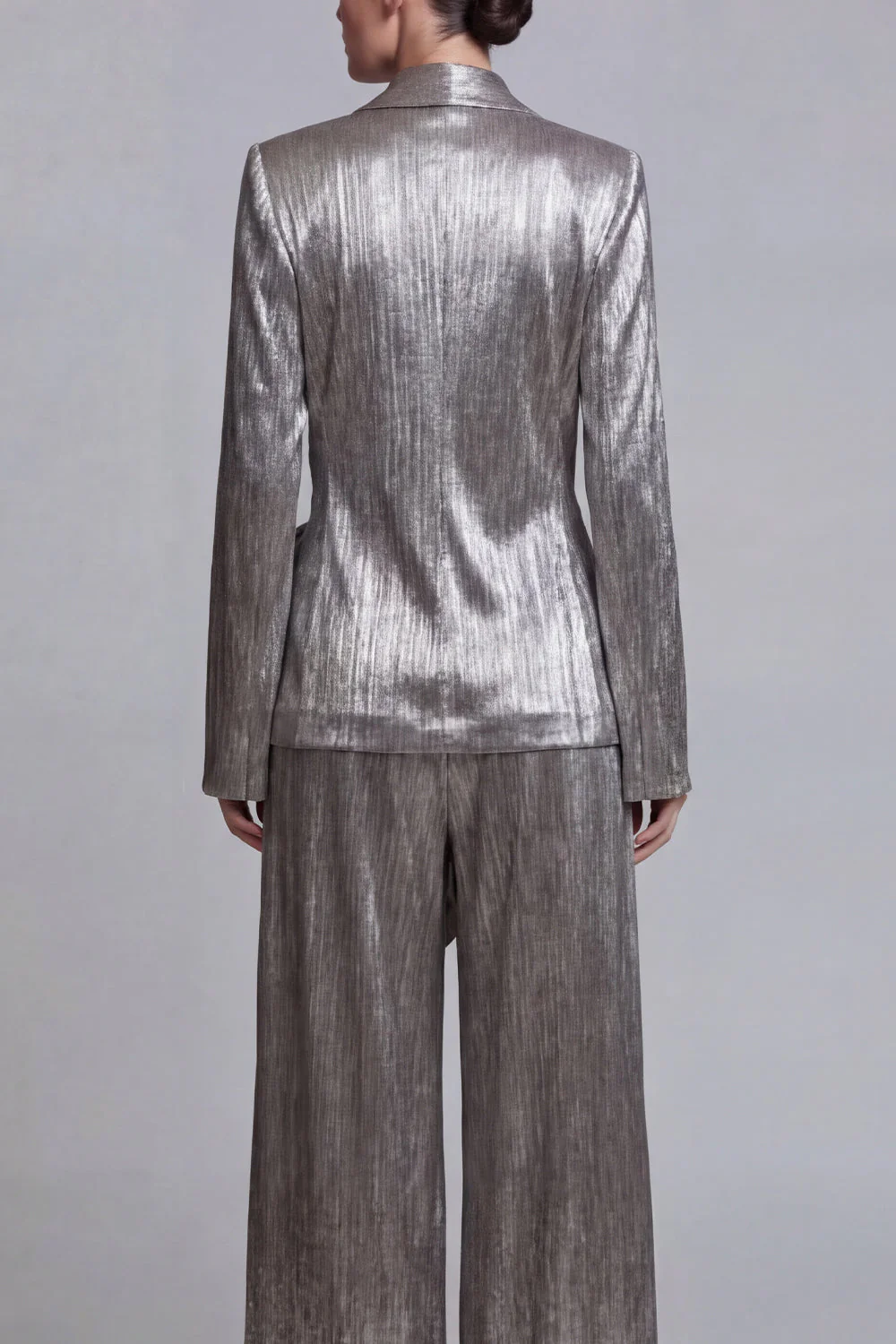 Costumes de bal de bal en deux pièces gris à jambe large à jambes larges avec nœud de promo - Image 4