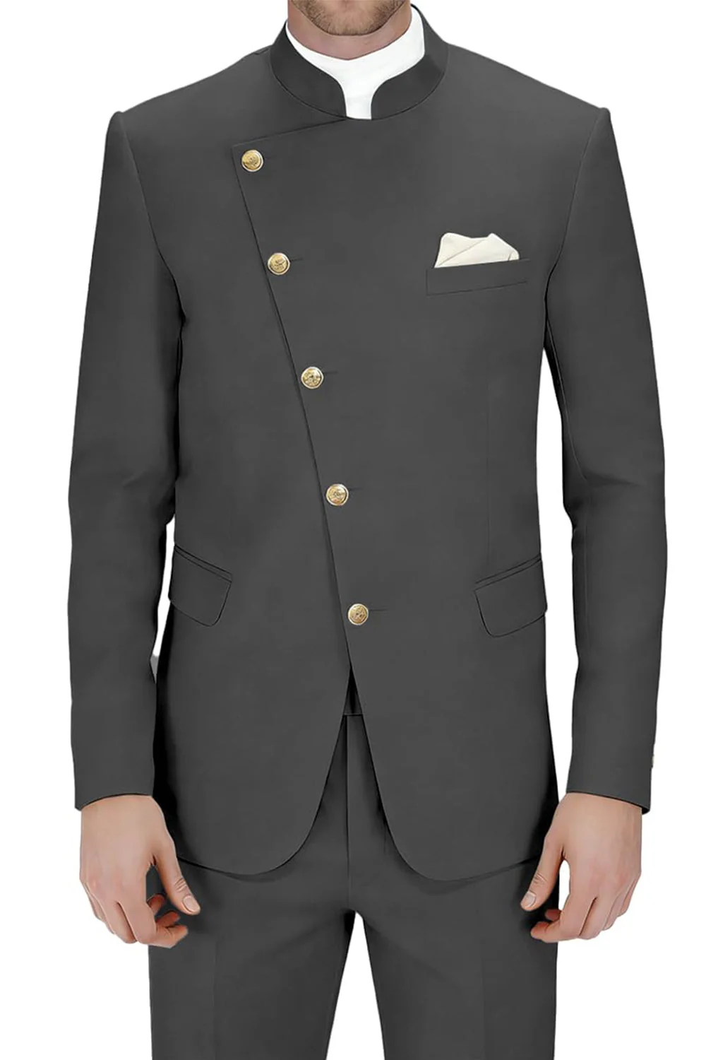Costumes de bal de bal Royal Blue Simple Boutonnés 2 pièces pour hommes - Image 10