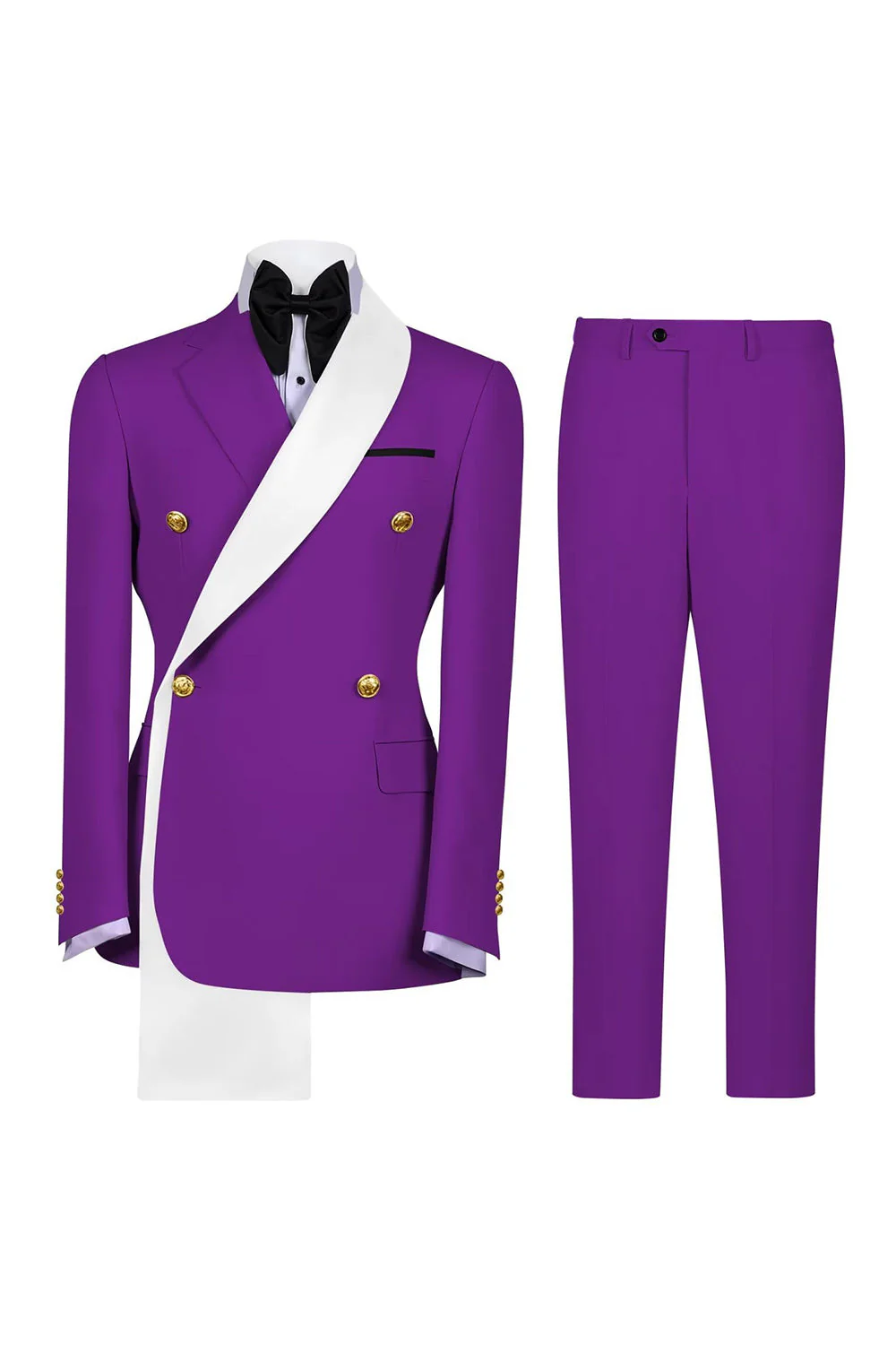 Costumes de bal double boutonnage bleus à revers en deux pièces pour hommes à boutonnage - Image 10