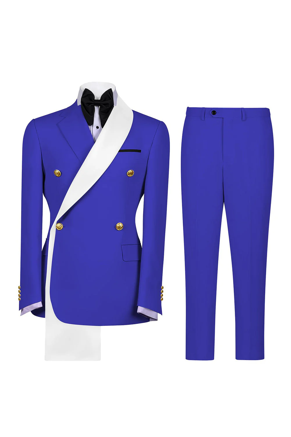 Costumes de bal double boutonnage bleus à revers en deux pièces pour hommes à boutonnage - Image 11