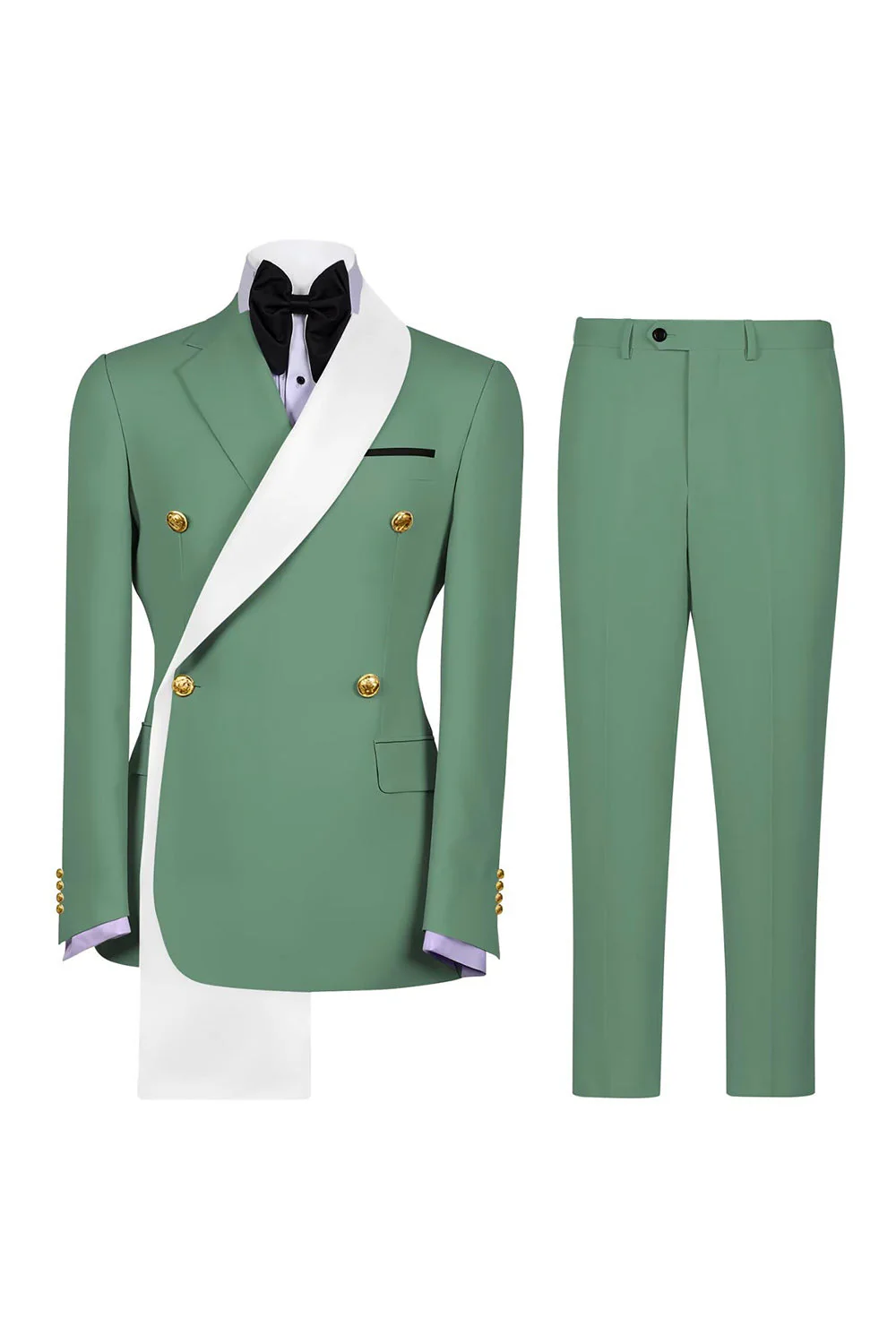 Costumes de bal double boutonnage bleus à revers en deux pièces pour hommes à boutonnage - Image 12