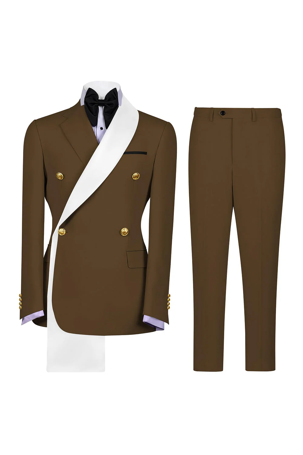 Costumes de bal double boutonnage bleus à revers en deux pièces pour hommes à boutonnage - Image 4