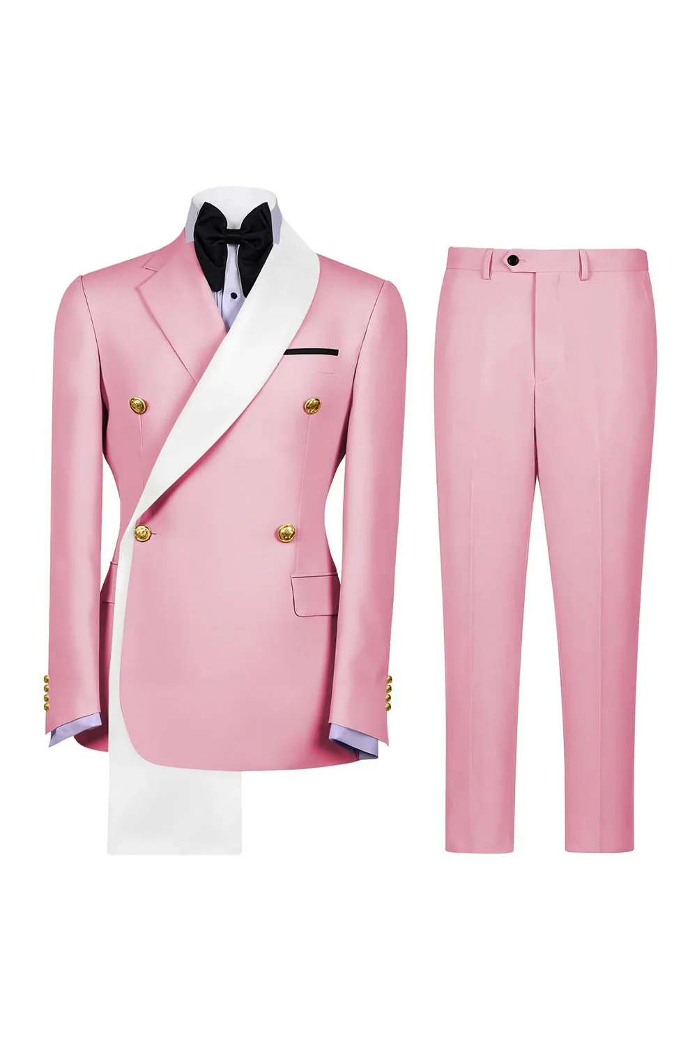 Costumes de bal double boutonnage bleus à revers en deux pièces pour hommes à boutonnage - Image 9