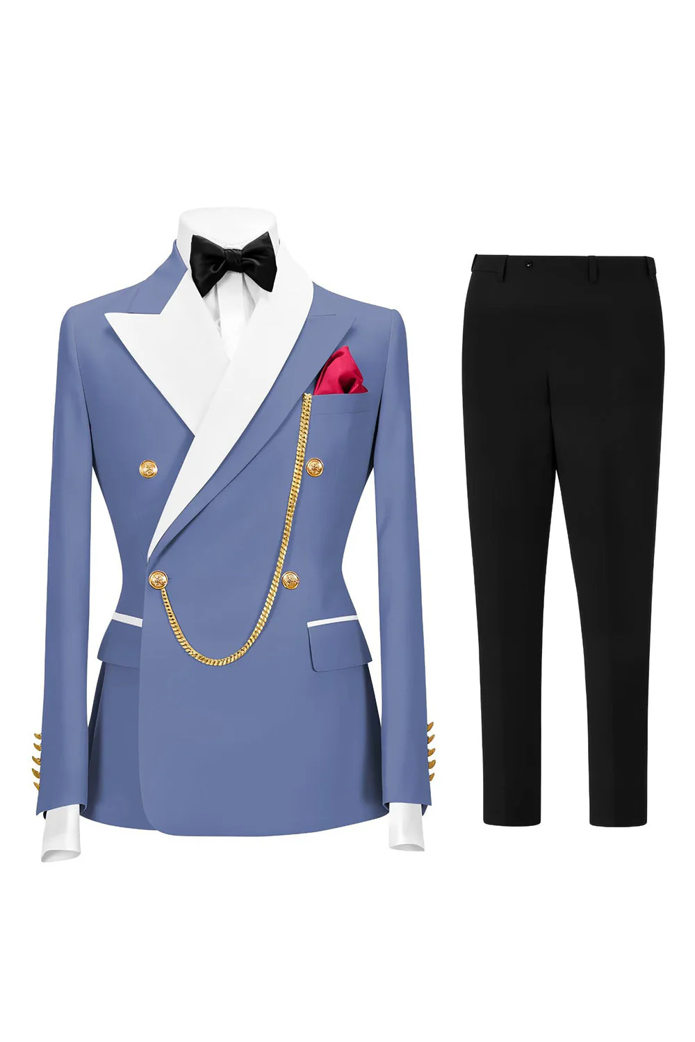 Costumes de bal double boutonnage Champagne Peak pour hommes à revers de 2 pièces - Image 11