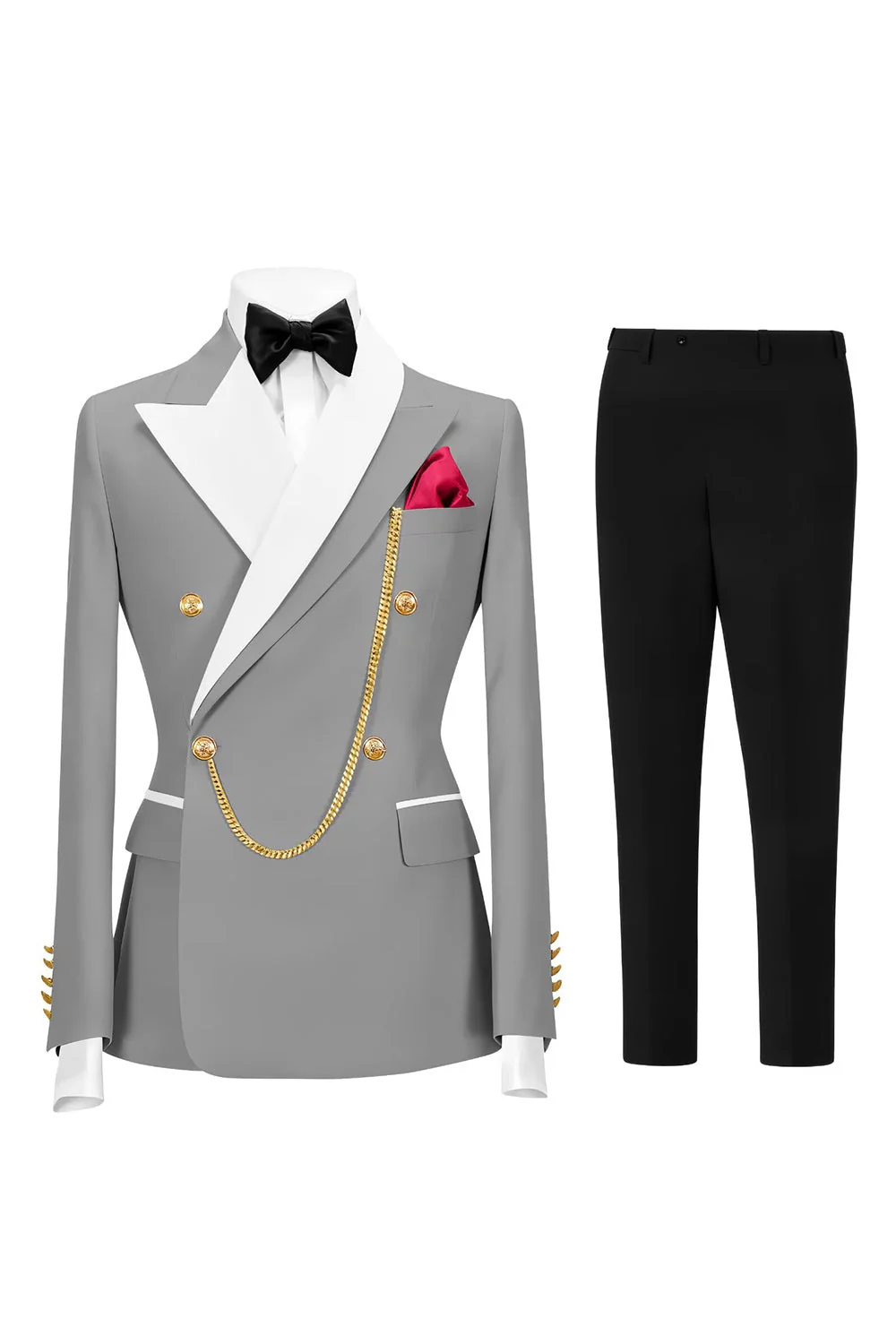 Costumes de bal double boutonnage Champagne Peak pour hommes à revers de 2 pièces - Image 17
