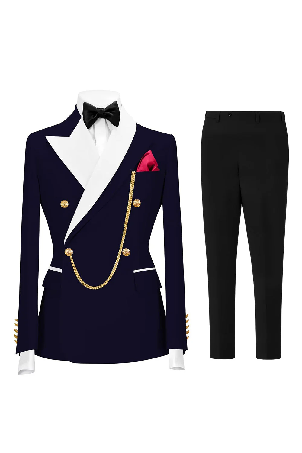 Costumes de bal double boutonnage Champagne Peak pour hommes à revers de 2 pièces - Image 18
