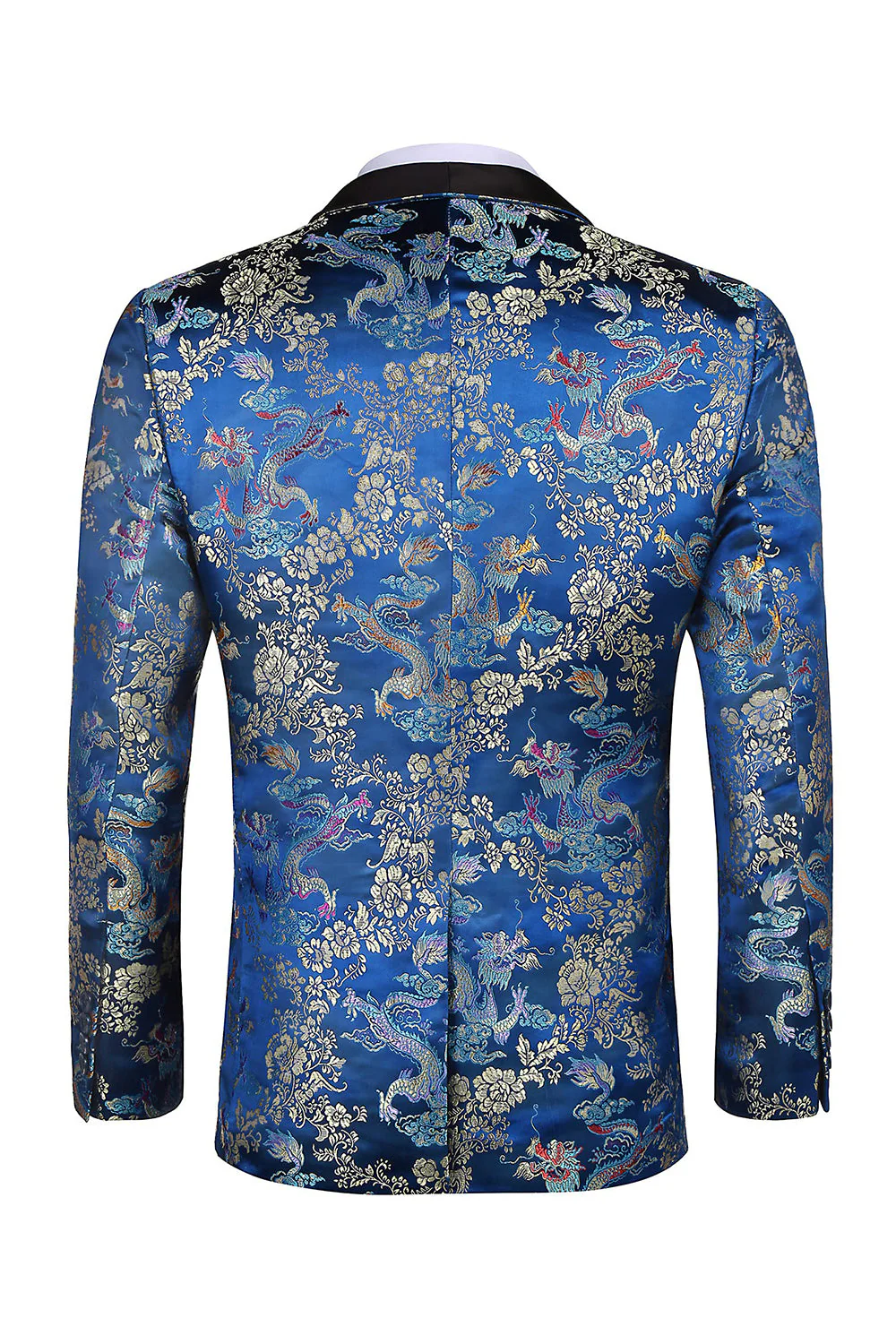 Costumes de bal Jacquard en châle noir 2 pièces à revers à un bouton, Jacquard - Image 6