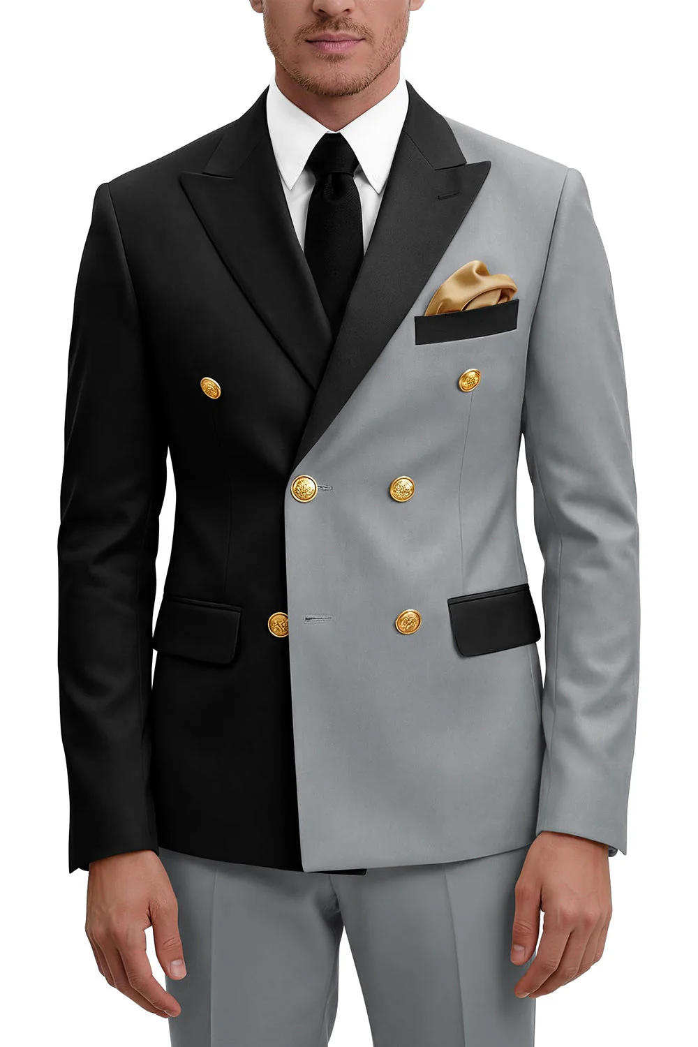 Costumes de bal masculins double boutonnage violet à revers pointé deux pièces - Image 19