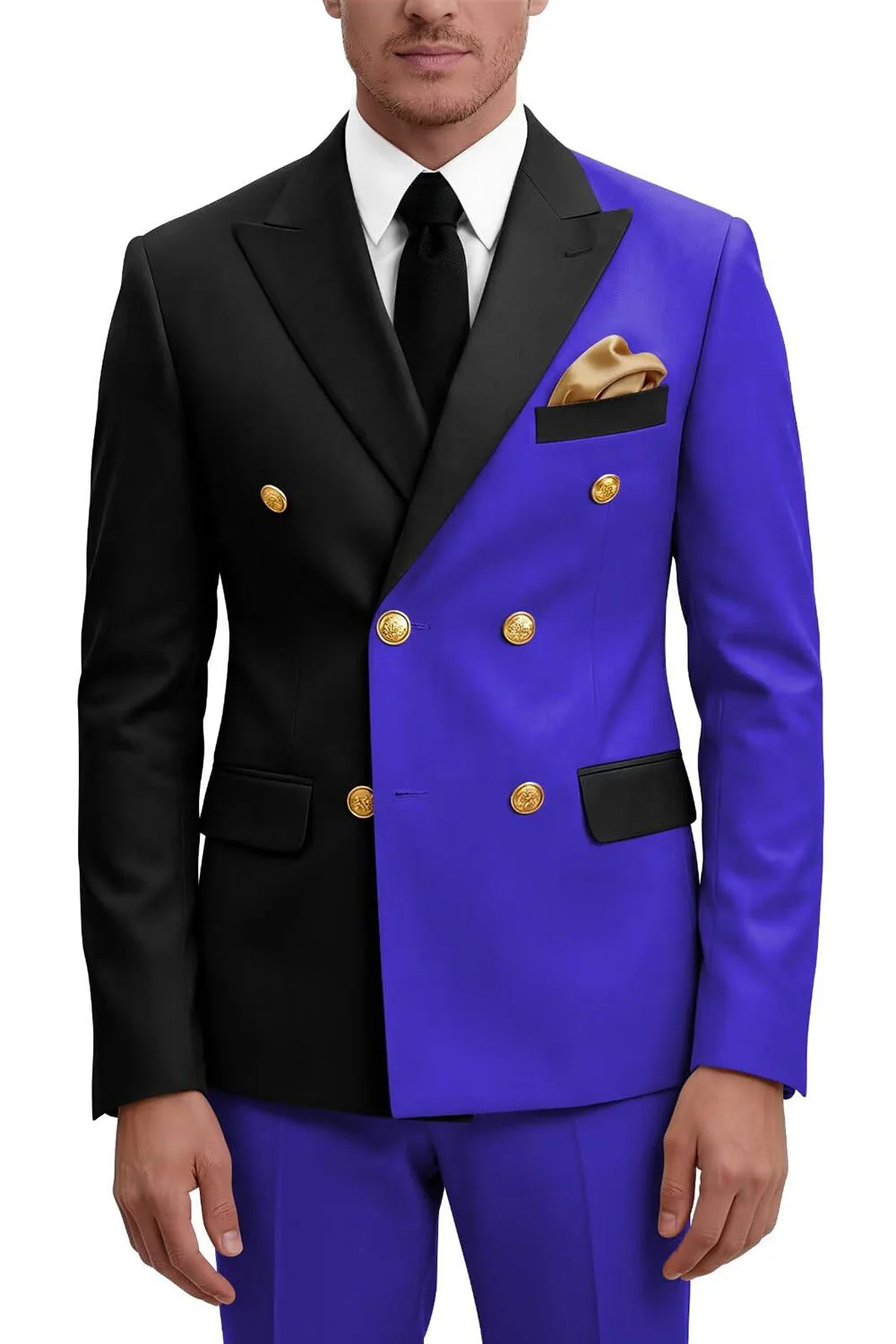 Costumes de bal masculins double boutonnage violet à revers pointé deux pièces - Image 24