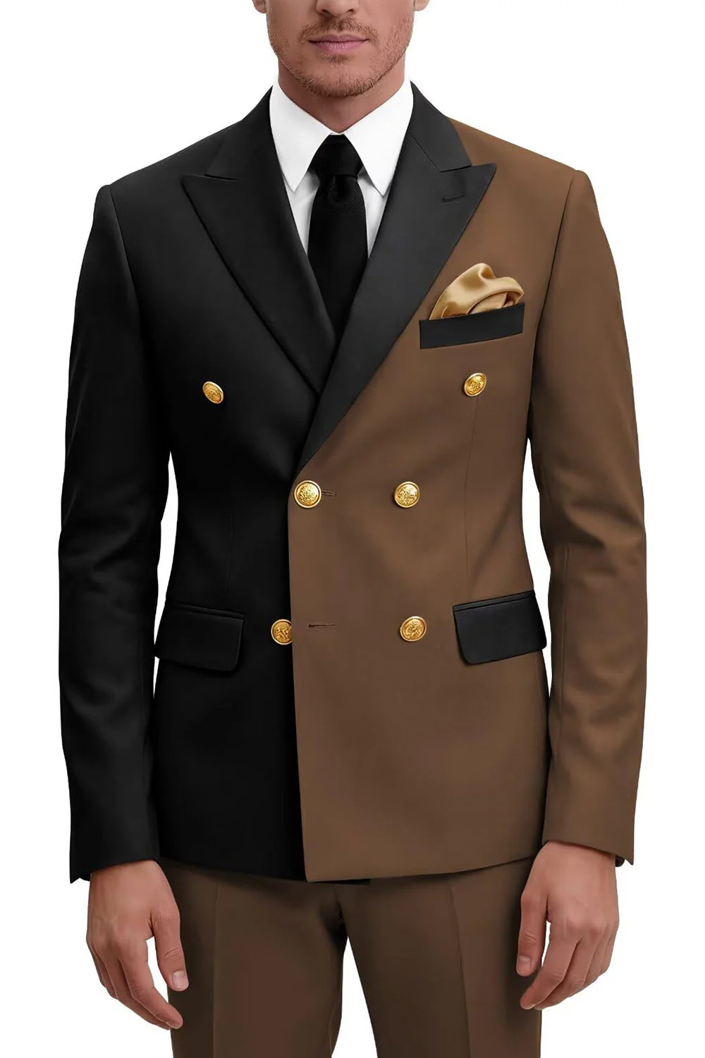 Costumes de bal masculins double boutonnage violet à revers pointé deux pièces - Image 9