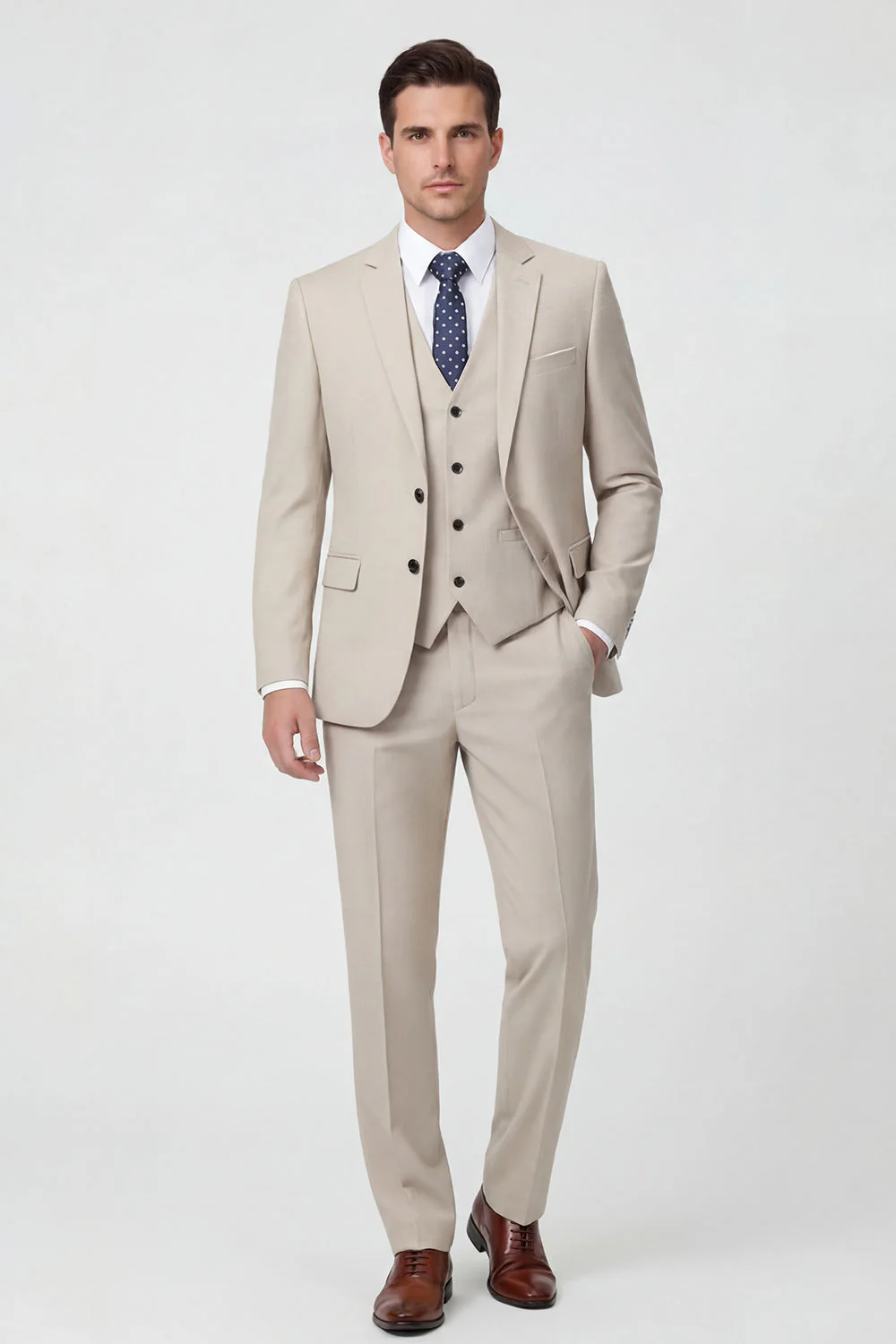Costumes de bal pour hommes à boutons simples gris foncé en 2 pièces - Image 3