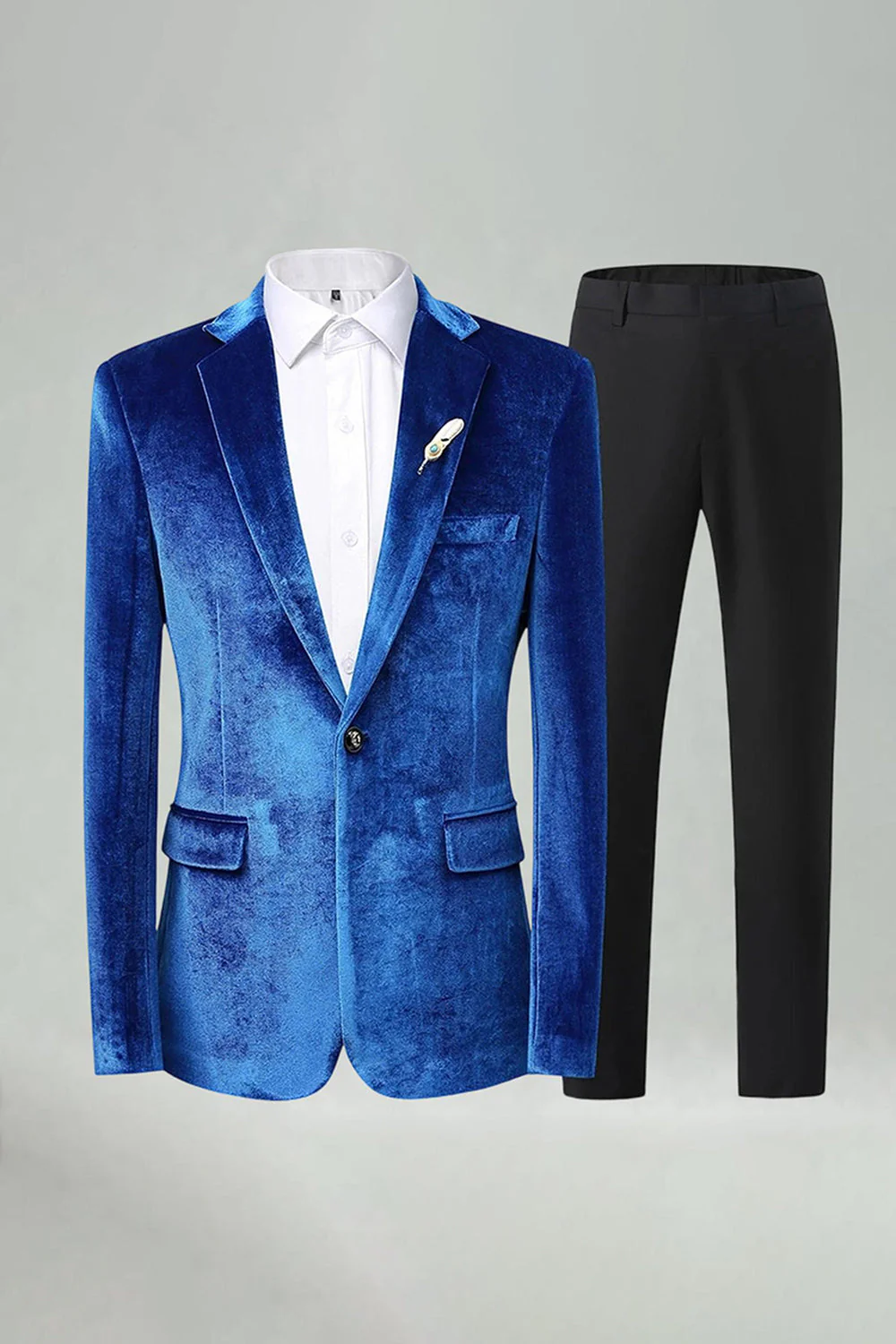 Costumes de bal pour hommes bleu royal en velours cranté à revers