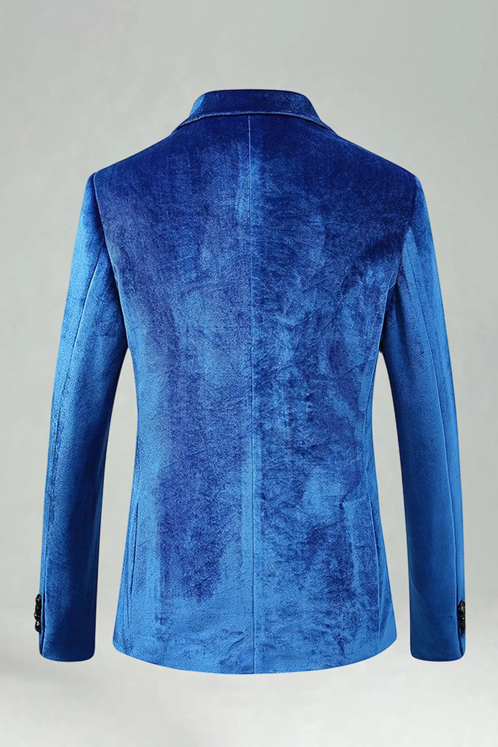 Costumes de bal pour hommes bleu royal en velours cranté à revers - Image 4