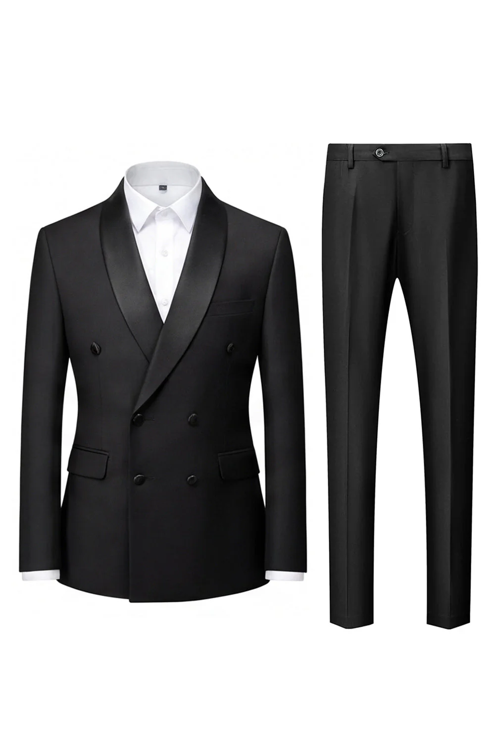 Costumes de bal pour hommes double boutonnage bleu clair en châle double boutonnage - Image 4