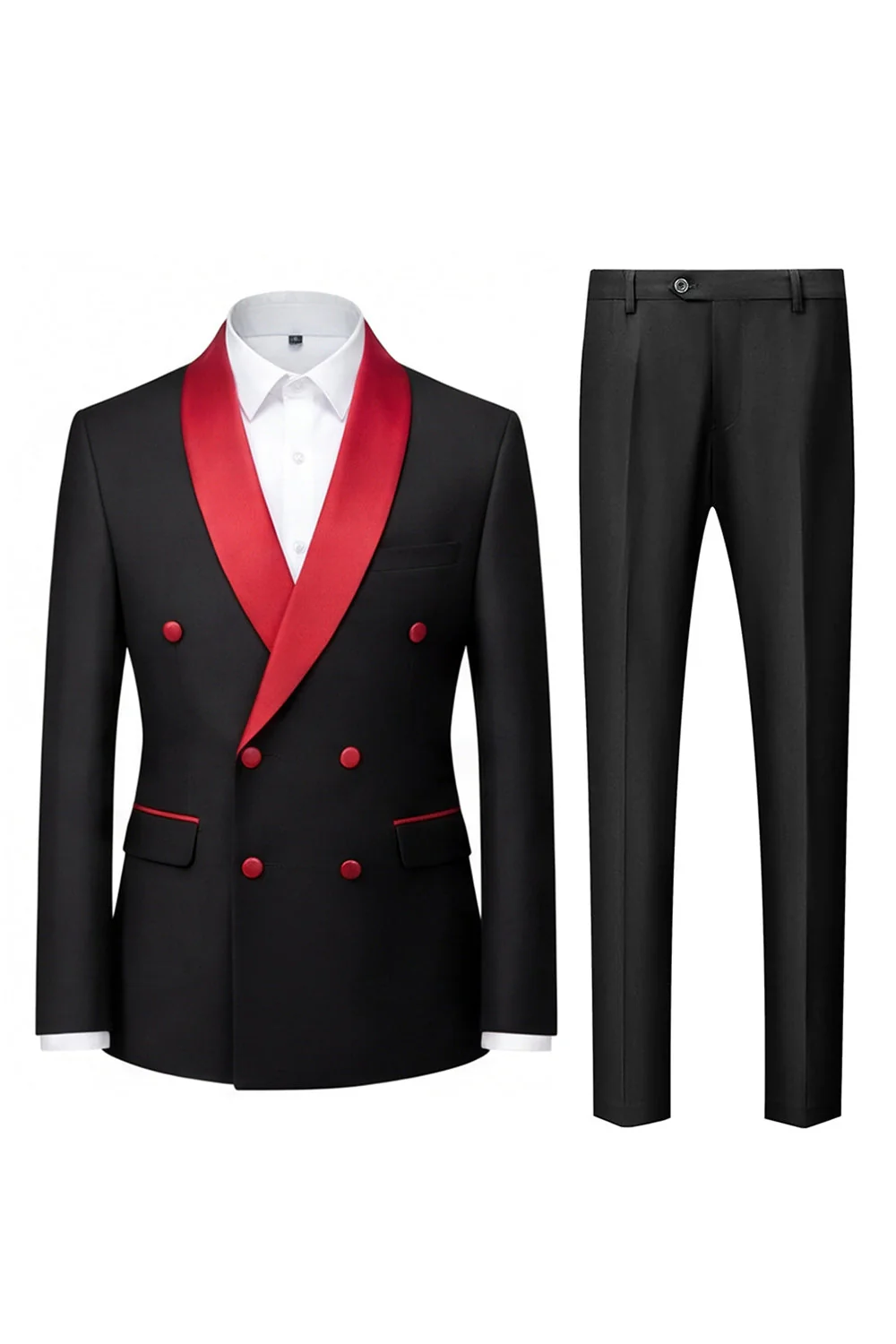 Costumes de bal pour hommes double boutonnage bleu clair en châle double boutonnage - Image 6