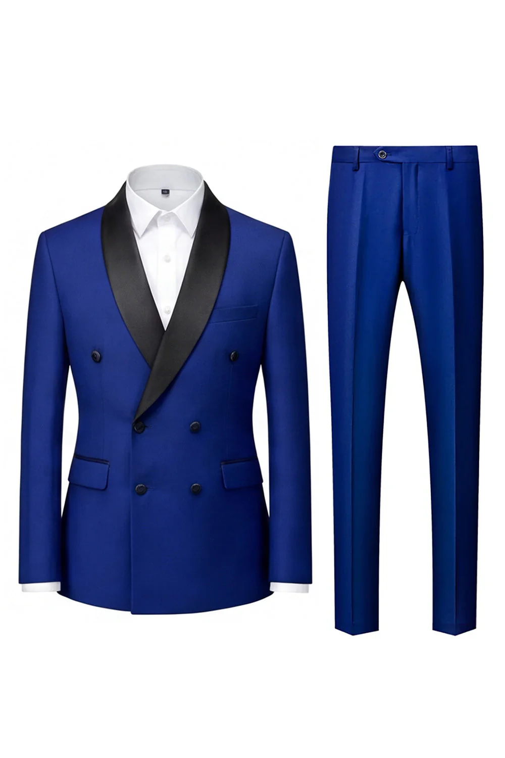 Costumes de bal pour hommes double boutonnage bleu clair en châle double boutonnage - Image 7