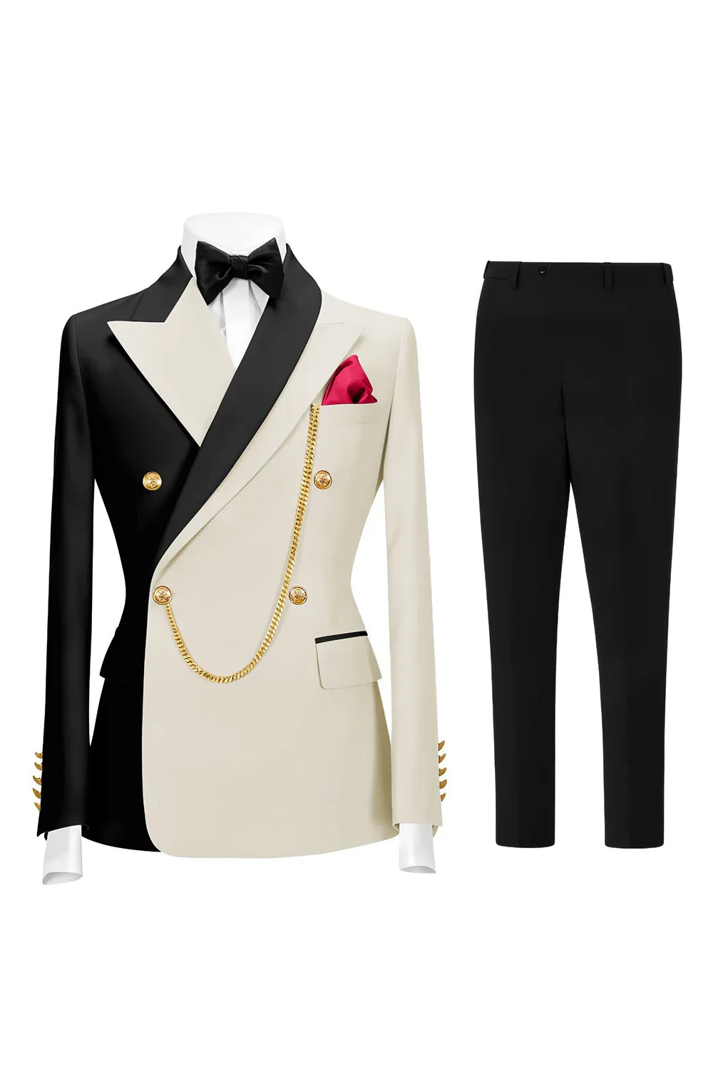 Costumes de bal pour hommes double boutonnage vert foncé en revers pointé - Image 10