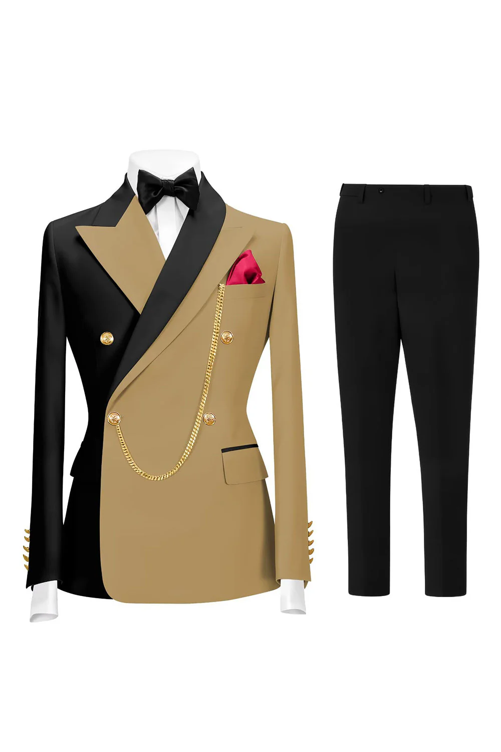 Costumes de bal pour hommes double boutonnage vert foncé en revers pointé - Image 11
