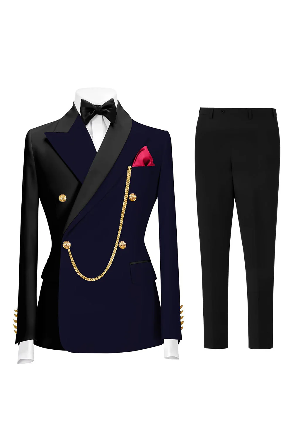Costumes de bal pour hommes double boutonnage vert foncé en revers pointé - Image 12