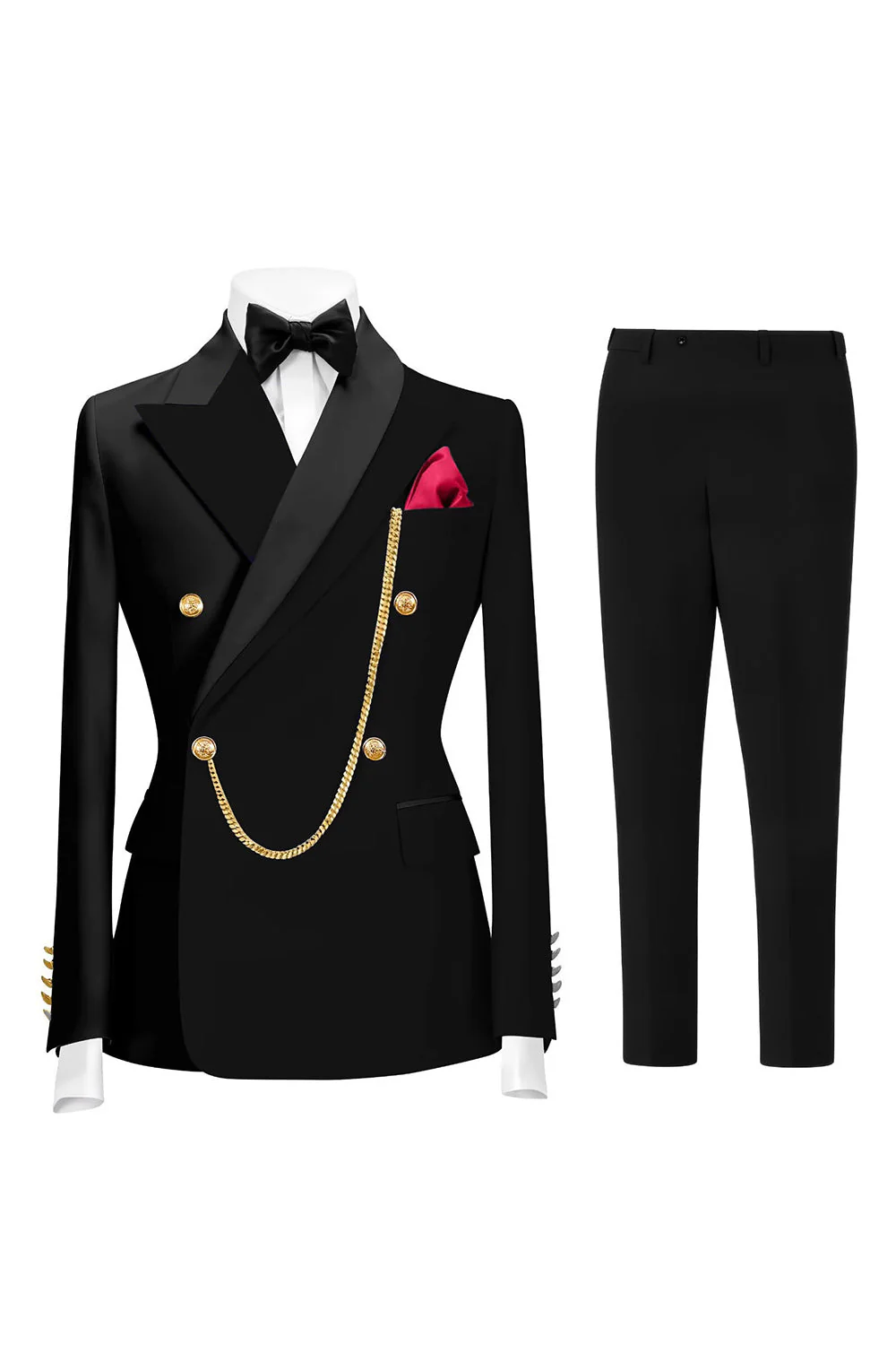 Costumes de bal pour hommes double boutonnage vert foncé en revers pointé - Image 5