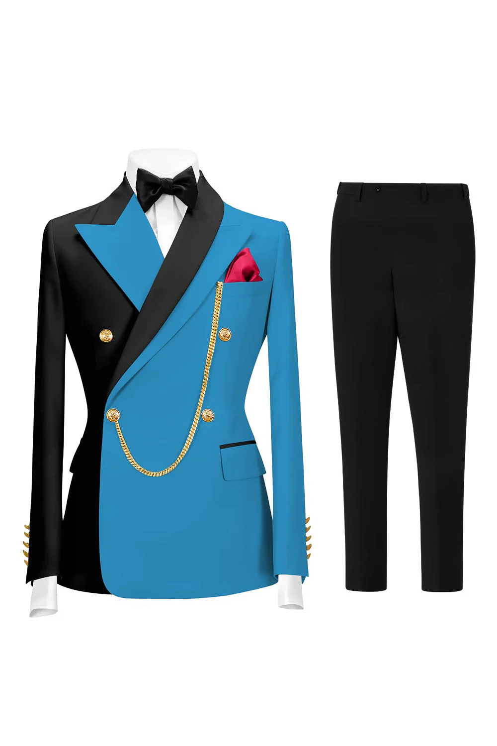 Costumes de bal pour hommes double boutonnage vert foncé en revers pointé - Image 6