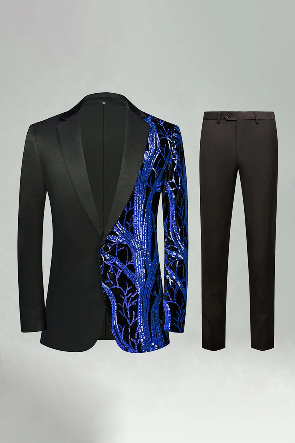 Costumes de bal pour hommes en 2 pièces en paillettes rouge foncé à paillettes - Image 10