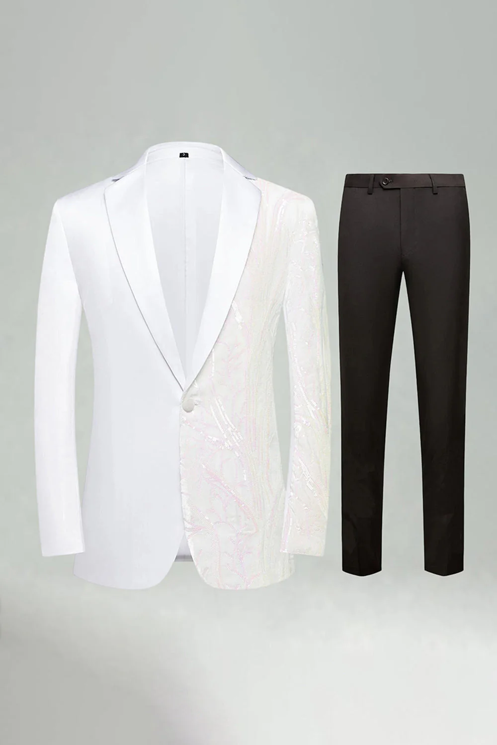 Costumes de bal pour hommes en 2 pièces en paillettes rouge foncé à paillettes - Image 11