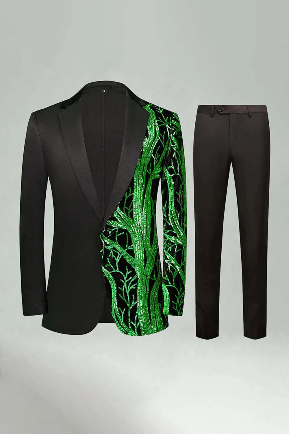 Costumes de bal pour hommes en 2 pièces en paillettes rouge foncé à paillettes - Image 12