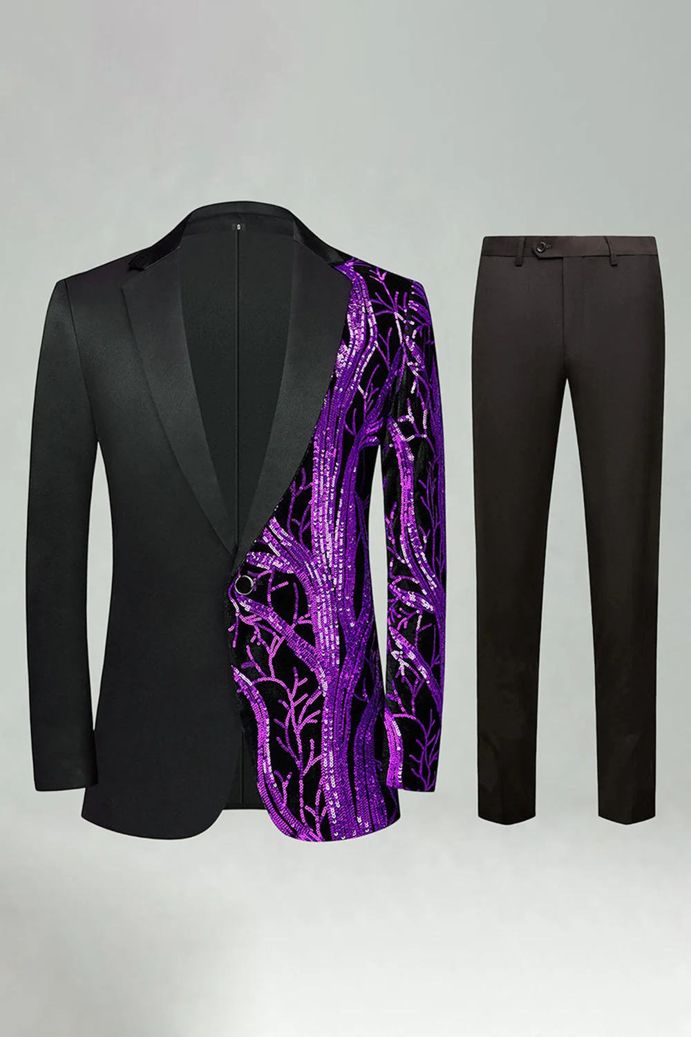 Costumes de bal pour hommes en 2 pièces en paillettes rouge foncé à paillettes - Image 13