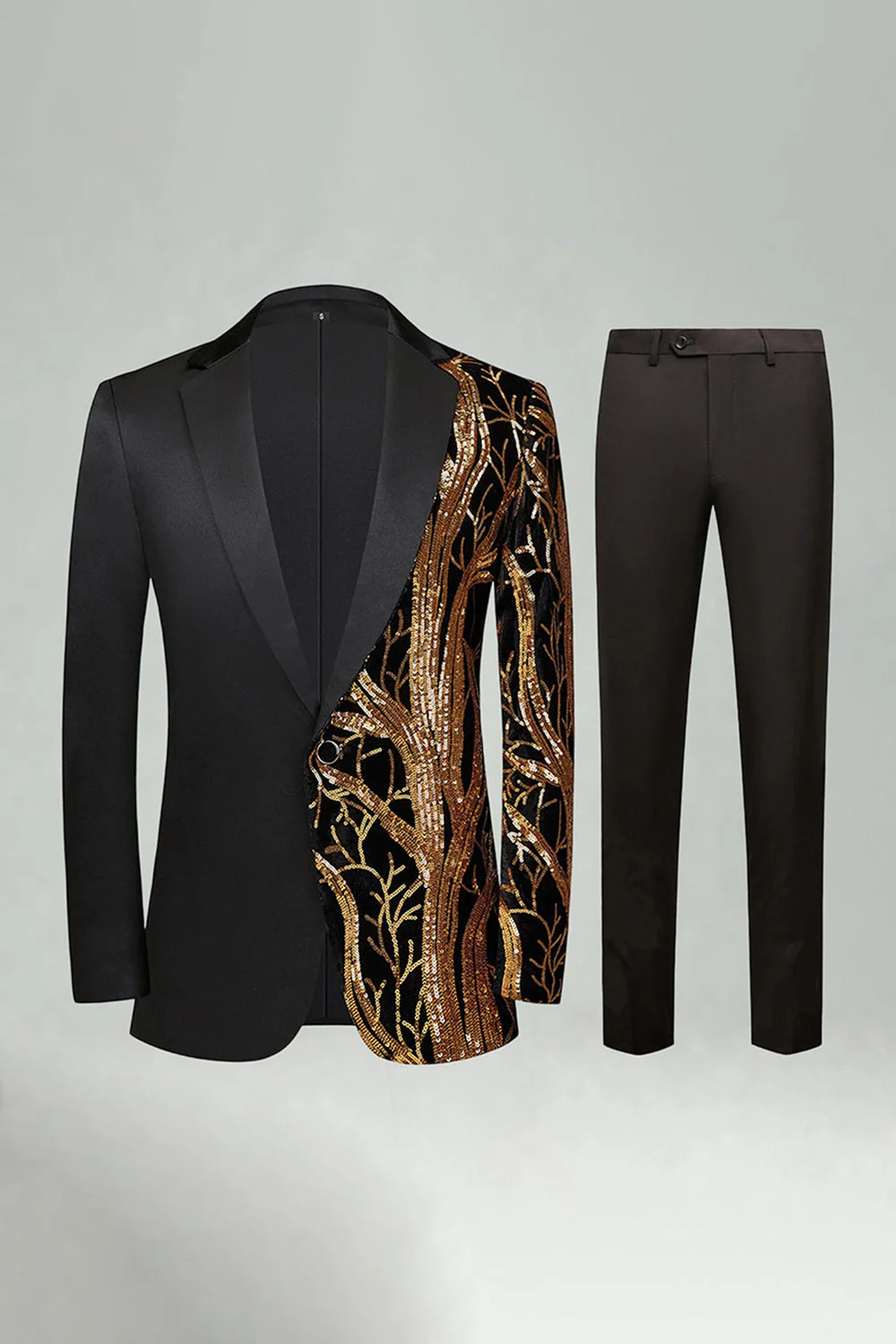 Costumes de bal pour hommes en 2 pièces en paillettes rouge foncé à paillettes - Image 14